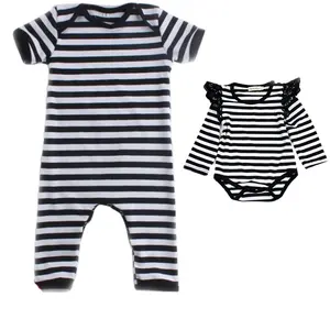 Pasgeboren Baby Kleding Zwarte Streep Romper Leeg Shortall Jumpsuits Nemen Home Outfit Baby Boy Namen Unieke Foto 'S