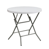 Offre spéciale, table pliante ronde en plastique 32 ''pour pique-nique banquet traiteur, granit blanc rond
