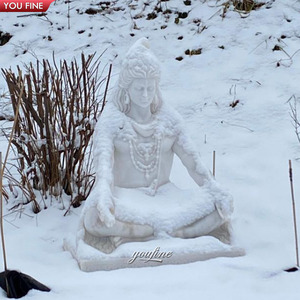 Statua in Marmo Bianco YOUFINE, Grande Scultura del Dio Indù Shiva in Meditazione per Centri Culturali - Product Image 6