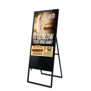 32 43 Inch Foldable Portable LCD Electronic Poster Advertising Player Ultra thin HD Floor Stand Digital Signage Monitor Display