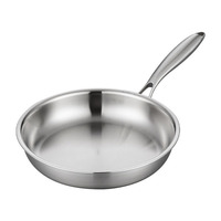 Poêle à frire pour steak en acier inoxydable 304 de qualité alimentaire, antiadhésive, durable, épaissie, à trois couches, avec revêtement en acier inoxydable, 1-2L