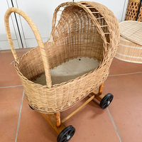 Panier de rangement pour poussette en rotin fait à la main, berceau, décoration de chambre d'enfant, panier en osier pour poupées, jouet pour bébé
