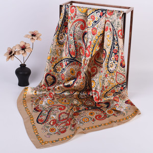 2025 primavera nueva moda <span class=keywords><strong>Perez</strong></span> anacardo satén seda bufanda 90*90cm cuadrado personalizable Hajibs bufanda para mujer para otoño - Product Image 6