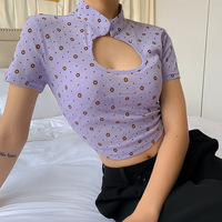 Kleine Blumen Frauen Günstige Preise Casual Tops Frau Sexy Crop