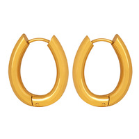Boucles d'oreilles pour femmes en PVD plaqué or 18 ct de style vintage Boucles d'oreilles ovales géométriques en acier inoxydable Boucle Doreille Bijoux