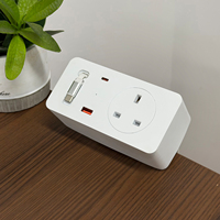 Multiprise de bureau compacte industrielle 132 mm avec câble rétractable de 2 m, ports USB de charge rapide PD 20 W, en ABS, pour usage hospitalier, prise UK