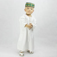 Nouveau design Robe abaya à col rond pour garçons de 1 à 6 ans en cachemire pour le culte islamique traditionnel pour les musulmans de Dubaï