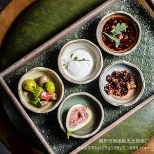 Japanese Style Mountain Retro Clay Seasoning Dish Hot Pot Dipping Dish - Product Image 2