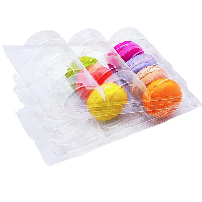 Big Size 35 Holes Plastic Macaron Clear Pet Tray Inner Round Macaron Cookie Packaging Gift Boxes With Plastic Tray