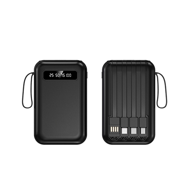 Newest Portable Charger 6000mah Mini Power Bank Fast Charging Power Banks With Led Display Built-in Cables Powerbank for Phones