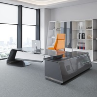 Scrivania Direzionale di Lusso in Stile Moderno e Semplice con Pannello in Melammina, Colore e Dimensioni Personalizzabili, Design Modulare