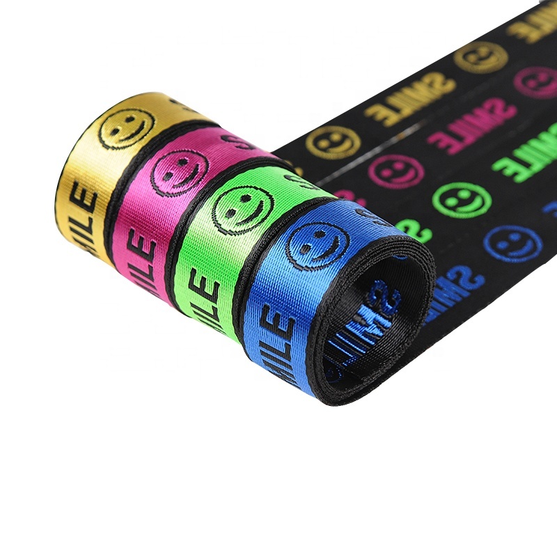 New style colorful nylon smiley face jacquard webbing underwear apparel jacquard webbing non elastic Jacquard webbing