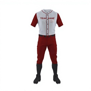 Uniforme de Béisbol Personalizado para Hombre, Jersey Rojo y Blanco, Pantalones Transpirables que Absorben la Humedad, Nombre del Equipo Impreso por Transferencia de Calor, Número 10 en la Parte Delantera - Product Image 1