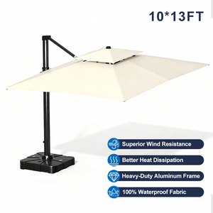 <span class=keywords><strong>Parasol</strong></span> cantilever sur mesure <span class=keywords><strong>de</strong></span> grande taille 10*13FT, résistant au vent et aux UV, <span class=keywords><strong>pour</strong></span> patio, véranda, jardin, avec éclairage LED - Product Image 3