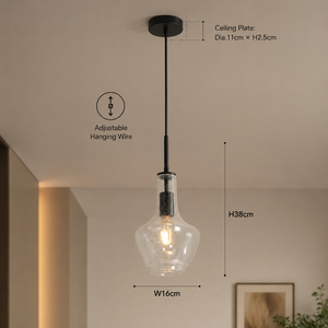 Lámpara Colgante Moderna de Hierro Negro con Pantalla de Burbujas Transparentes, Altura Ajustable, E27, para Comedor, Cocina, Restaurante, Bar - Product Image 3