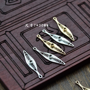 Colgante de filigrana marquise de cobre puro 7x30MM, dije de borla chapado en oro y plata para accesorios de joyería Hanfu DIY - Product Image 5