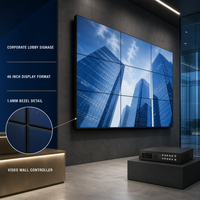 Mur vidéo LCD IPS 46 pouces avec cadre de 1,8 mm et contrôleur de mur vidéo, luminosité 500 cd/m² pour signalétique de hall d'entreprise