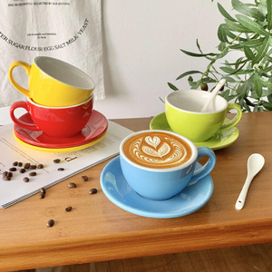 ชุดแก้วกาแฟเซรามิกสไตล์ยุโรป 300 มล. แก้วกาแฟสีสันสดใสพร้อมจานรอง - Product Image 4