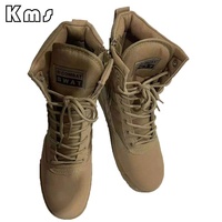 Bottes tactiques KMS Custom Professional Canvas Outdoor Khaki Hiking imperméables, respirantes, antidérapantes, en cuir véritable, pour le désert.