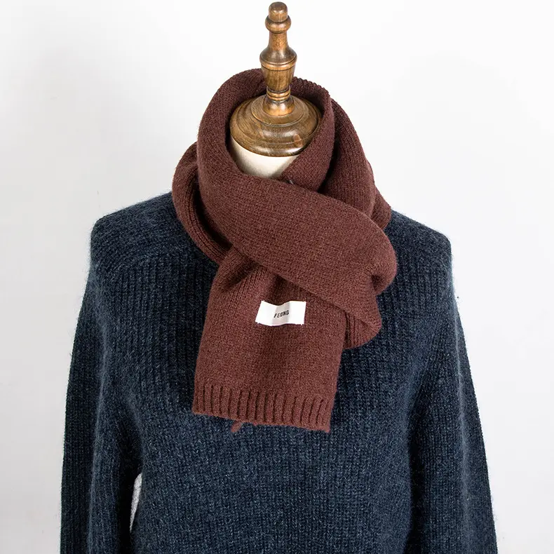 Nuova sciarpa di lana autunno e inverno stile coreano coppia di studenti e studentesse in acrilico etichettatura in maglia tinta unita sciarpa