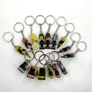 Promotion créative porte-clés cadeaux Bulldozer chariot élévateur pelle porte-clés personnalisé modèle de voiture 3D porte-clés en métal pendentif porte-clés de voiture