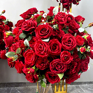 บอลประดับดอกกุหลาบสีแดงงานหมั้นงานแต่งงานแบบเรียบประดับตรงกลาง - Product Image 1