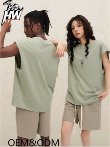 Nouveau T-shirt d'été en coton respirant 280G anti-plis à col rond couleur unie pour hommes et femmes, coupe décontractée, marque de mode américaine - Product Image 2