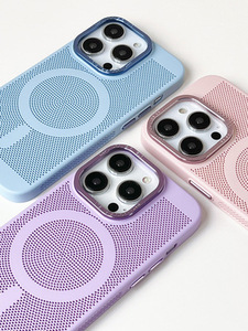 Verano transpirable disipación de calor TPU mate caso anillo magnético succión a prueba de golpes anticaída para iPhone 14 Color sólido - Product Image 4