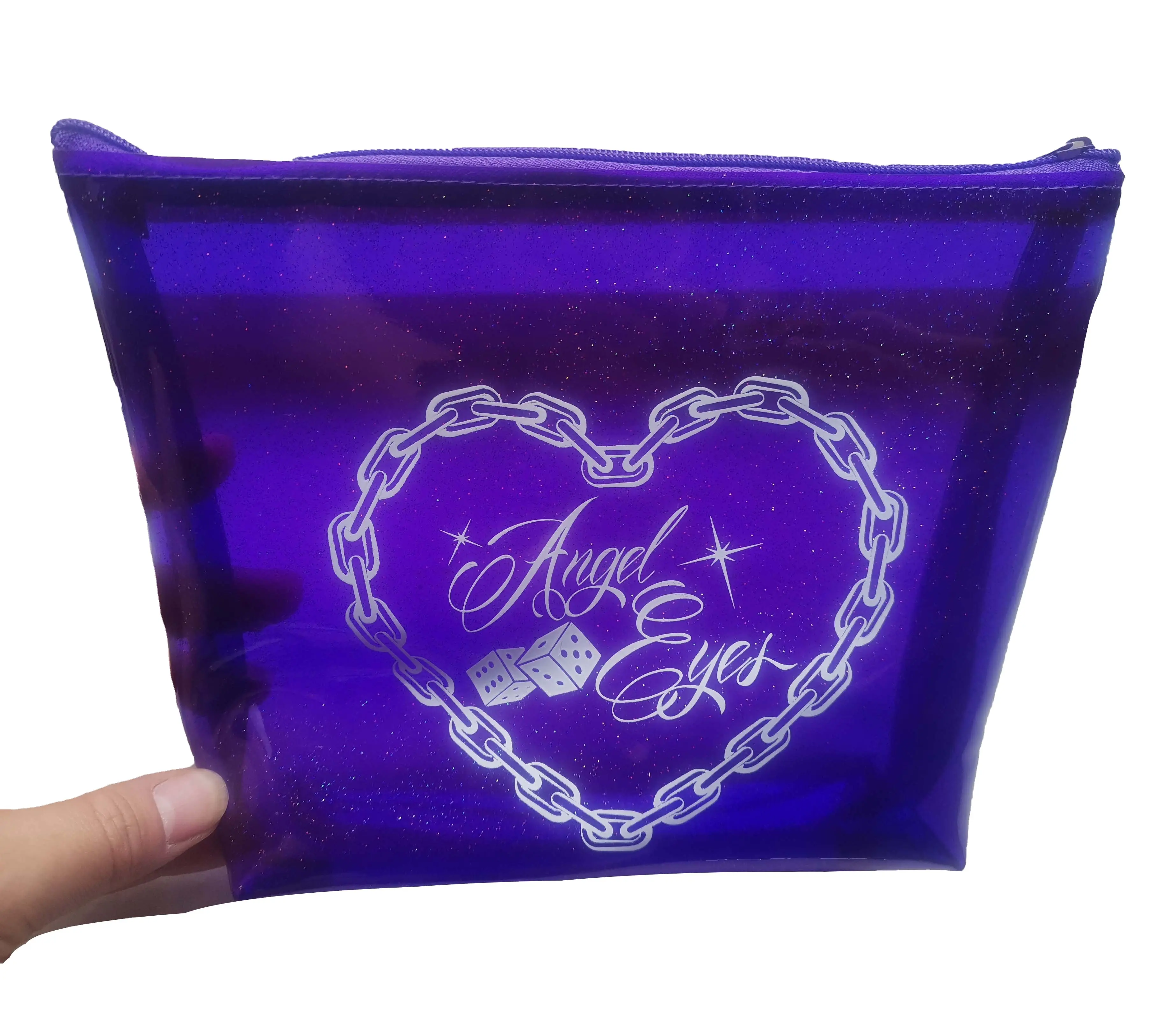 فرشاة للمكياج التعبئة حقيبة بالشاشة الحريرية الشعار المخصص شفافة لطيف اللون بريق PVC التجميل حقيبة مستحضرات تجميل