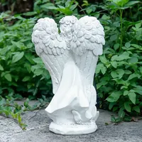 Offre Spéciale Noël à énergie solaire ange résine Statue fleur couronne colombe LED lanterne lumière ailes détaillées extérieur jardin décor cour