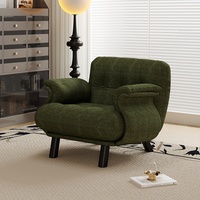 Fauteuil décontracté vintage de style français, couleur crème, pour une personne, petit appartement, tissu amovible et lavable, pieds hauts, rembourrage en latex