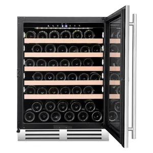 VI60S 도매 최고의 내장 와인 쿨러 압축기 단일 영역 와인 쿨러 스테인레스 스틸 디스플레이 와인 냉각기