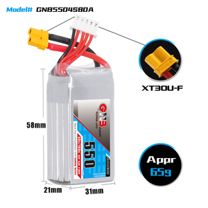 GNB5504S80A 4S 550mAh 14.8V 80C XT30 RC LiPo แบตเตอรี่ 300 รอบการใช้งาน FPV Brushless S 25C อุณหภูมิการทำงาน LiCoO2 แคโทด - Product Image 3