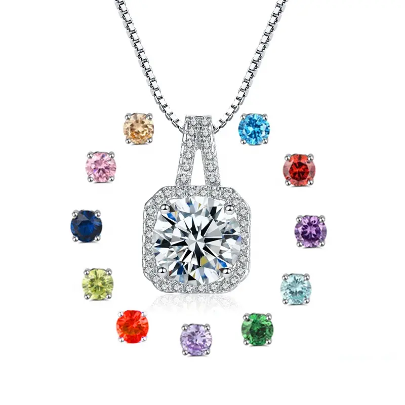 Liontin Perak Murni 925 Hadiah Perhiasan Liontin Mode Zirkonia Kualitas Tinggi Liontin Batu Kelahiran Perhiasan Wanita