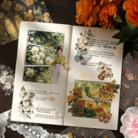 Autocollants imperméables en PET de la série Collection de fleurs pour fenêtre, autocollants de carnet de notes à motifs floraux estampés à chaud, en promotion