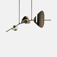 Lustre LED Géométrique Minimaliste de Luxe Nordique en Laiton, Suspension Artistique Créative pour Salle à Manger et Îlot de Cuisine