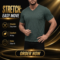 T-shirt extensible à manches courtes et col rond pour homme, été