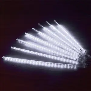 Bianco 50cm 8 Tubo Ghiacciolo Caduta di Neve Stringa Cascata Fata Luce Che Cade Pioggia Decorazione Impermeabile LED Meteor Luci Doccia