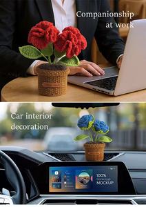 Meilleures ventes de Noël 2026 : Mini fleur d'œillet en crochet fait main mignonne avec pot pour la décoration de la maison - Product Image 5