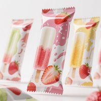 Sachet personnalisé imprimé pour bâtonnets glacés, avec fermeture arrière et encoche de déchirement, résistant à l'humidité, pour les glaces à congeler
