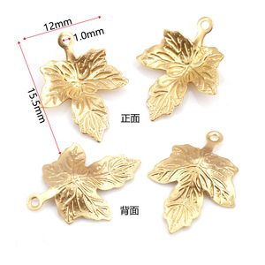 Pendentif Feuille en Acier Inoxydable Plaqué Or, Feuilles Veinées Double Face, Accessoire de Bijoux DIY pour Épingle à Cheveux, Décontracté Printemps 2025 - Product Image 3