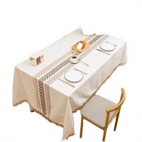 Nappe en coton et lin avec logo personnalisé, motif feuilles, infroissable, imperméable, anti-taches, pour table à manger