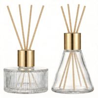 Diffuseur de parfum en verre cylindrique à rayures verticales, diffuseur d'huiles essentielles avec fleurs séchées, bouteille diffuseur de parfum, MOQ