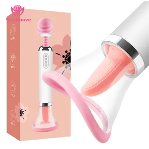 SacKnove New Women Sex Toy Heating 3 In 1 Sensual Breast Nipple Pump Sucking Licking Devices Wand Suction Tongue Vibrator