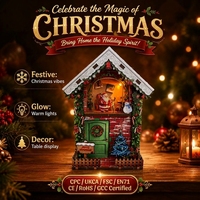Kit miniature Hamaileon, décoration de maison de Noël, renne, bonhomme de neige, DIY, kit de maison miniature Père Noël avec LED, lumière chaude, cadeau pour adultes