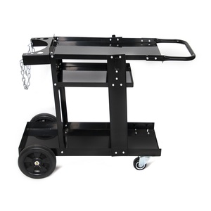 Chariot de soudage robuste à 3 niveaux avec chaîne de fixation pour <span class=keywords><strong>bouteille</strong></span> de gaz et 4 roues pour soudeurs MIG <span class=keywords><strong>TIG</strong></span> Plasma - Product Image 1
