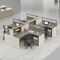 Ensemble de bureaux en L en bois avec chaises pour 2 à 6 personnes ; Poste de travail modulaire avec cloison et fonction de rangement pour un bureau facile