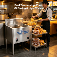 Friteuse électrique commerciale Hansu 40L à double cylindre et double température, affichage numérique, température constante