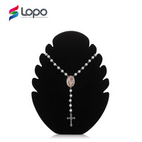 Collier de perles de prière en métal noir et blanc vierges pour sublimation, personnalisable, réutilisable, pour la Saint-Valentin, vente en gros