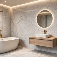 Nouveau panneau mural SPC aspect marbre 2026, cœur rigide, étanche, facile à nettoyer, pour décoration intérieure de salle de bain de luxe